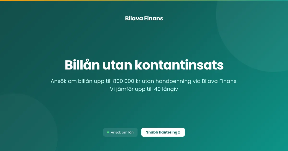 Billån utan kontantinsats